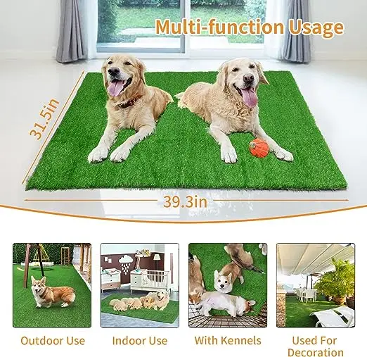 Synthetic grass for pet play areas